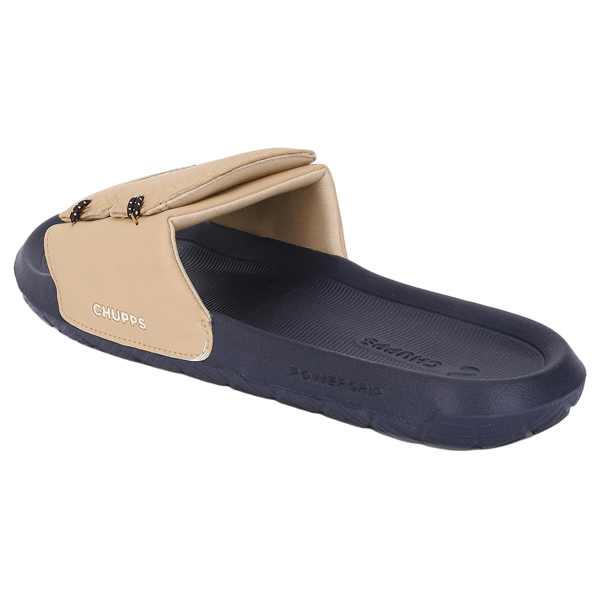 Chupps Men's Beige Comfort Slides | Premium Lightweight Cushioned Anti-Slip Casual Slip-On Slippers for Everyday Wear