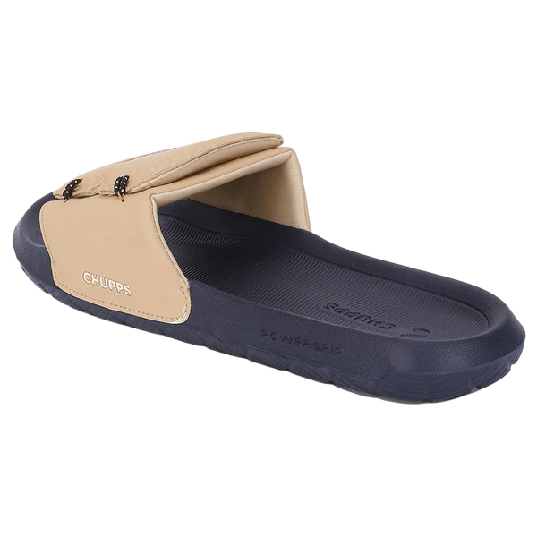 Chupps Men's Beige Comfort Slides | Premium Lightweight Cushioned Anti-Slip Casual Slip-On Slippers for Everyday Wear