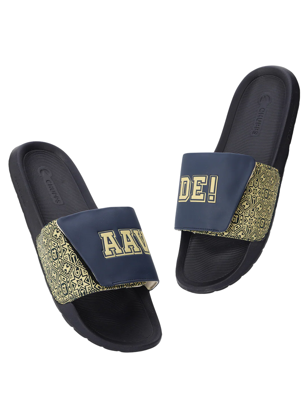 Chupps Men's Printed Adjustable Comfort Slides | Premium Lightweight Cushioned Anti-Slip Casual Slip-On Slippers for Everyday Wear