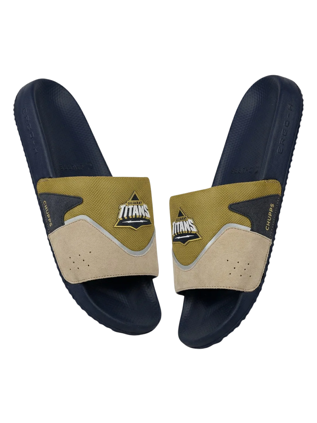 Chupps Men's Olive & Navy Comfort Slides | Premium Lightweight Cushioned Anti-Slip Casual Slip-On Slippers for Everyday Wear