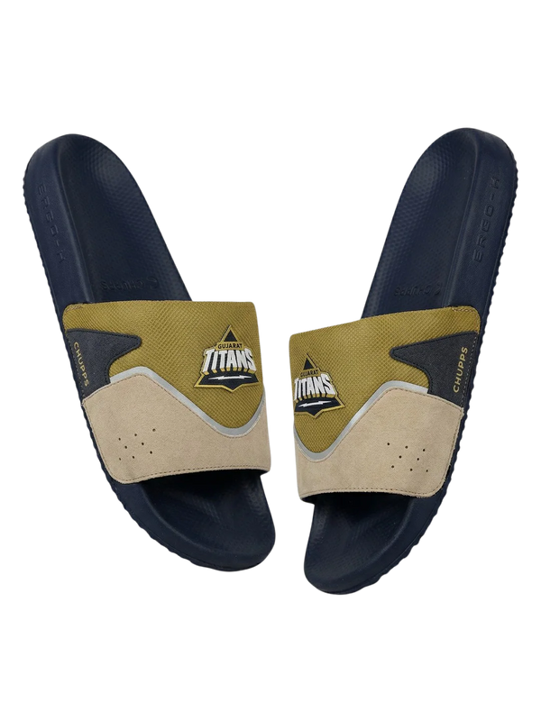 Chupps Men's Olive & Navy Comfort Slides | Premium Lightweight Cushioned Anti-Slip Casual Slip-On Slippers for Everyday Wear
